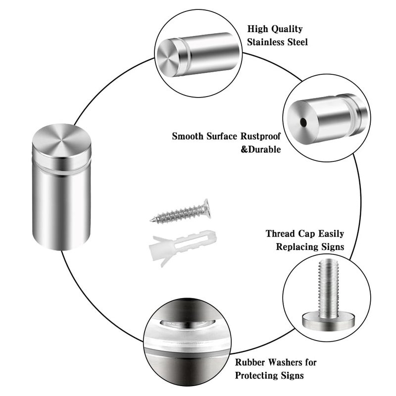 anpiwshjo Standoff Screws & Mounts for Acrylic Signs - Metal Standoffs (0.5x1 in) - Image 3